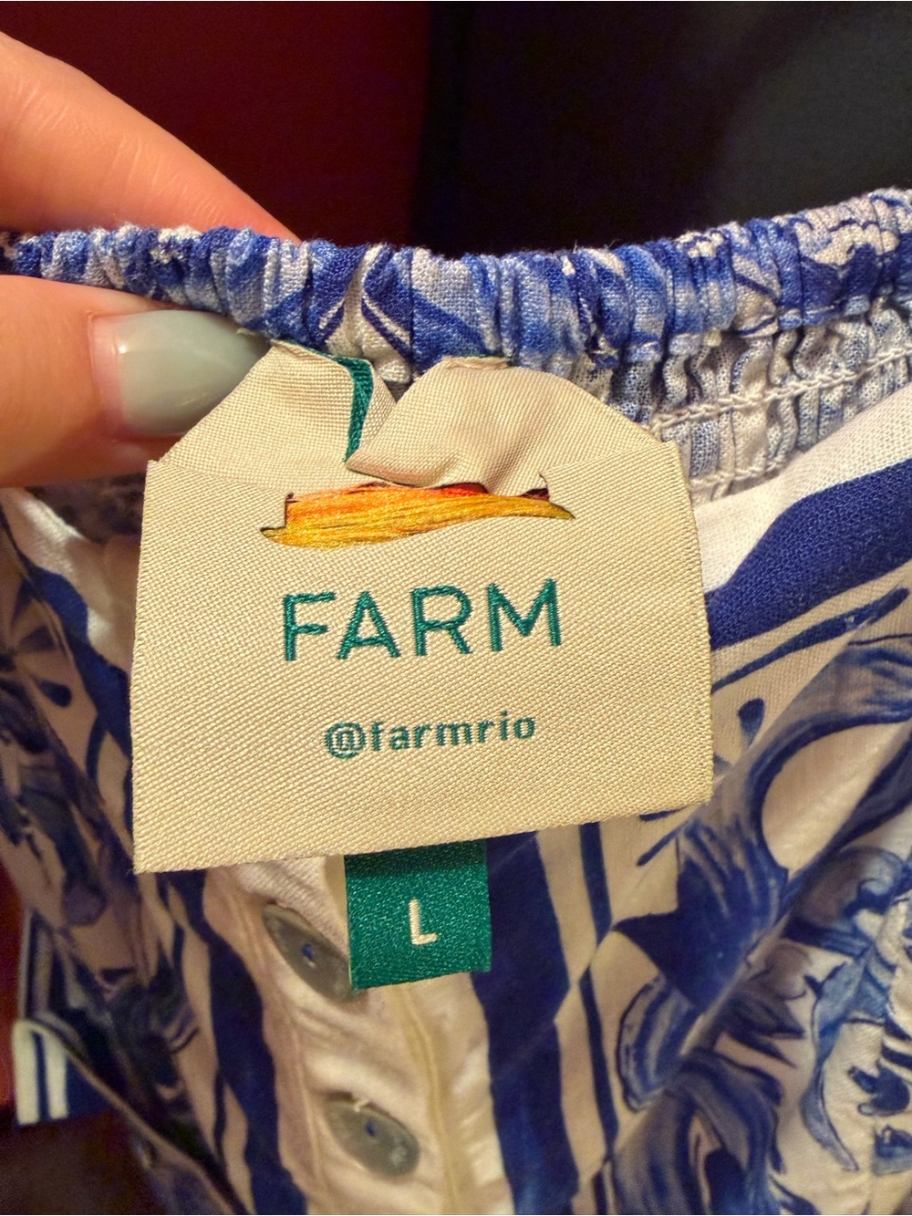 FARM Rio Blue & White Floral Strap Romper with Waist Tie - Picture 3 of 3